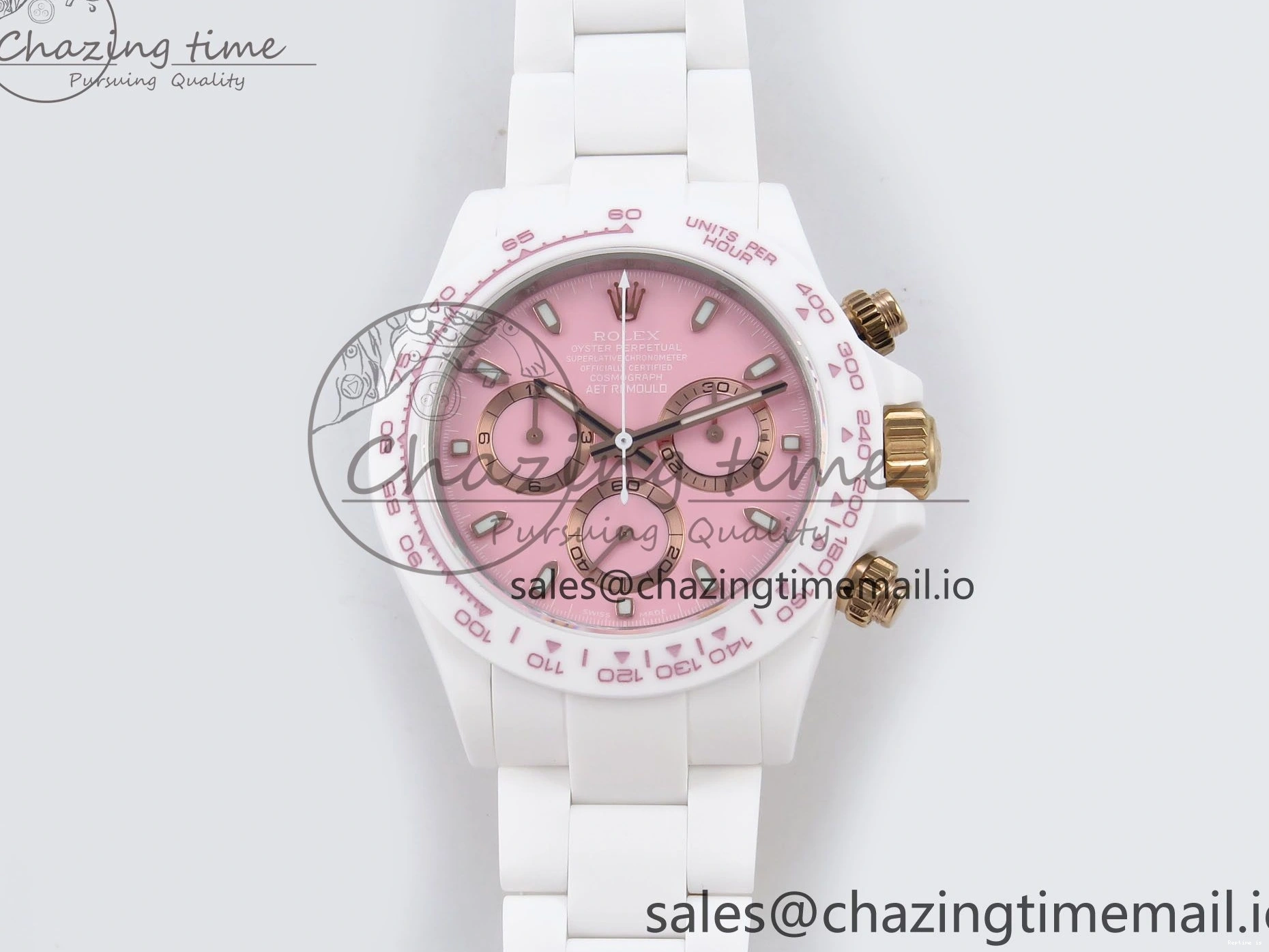 1228 Daytona AET White Ceramic Case and Bracelet Pink Dial N6F Best Edition SA Unisex 1196